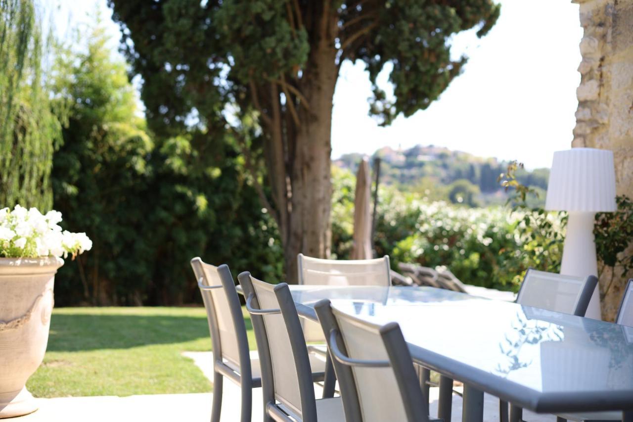 L'Elegante Bastide En Pierre Avec Vue Sur Le Vieux Village De Mougins Exteriér fotografie